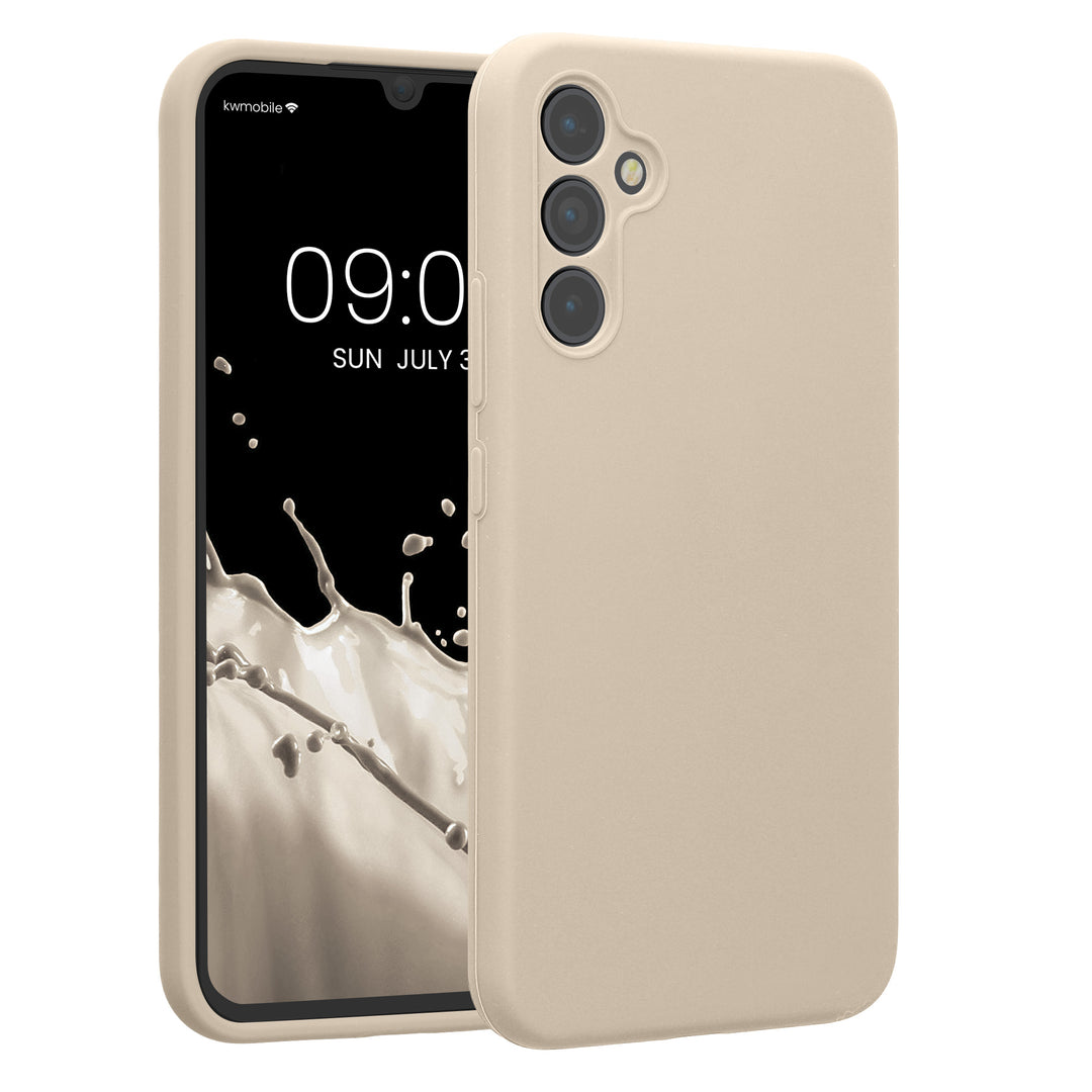 Gummierte Silikon Hülle mit Kameraschutz für Samsung Galaxy A34 5G in Creme