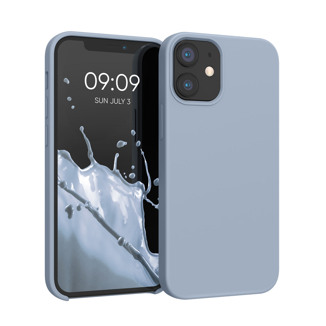Gummierte Silikon Hülle für Apple iPhone 12 mini in Hellblau matt