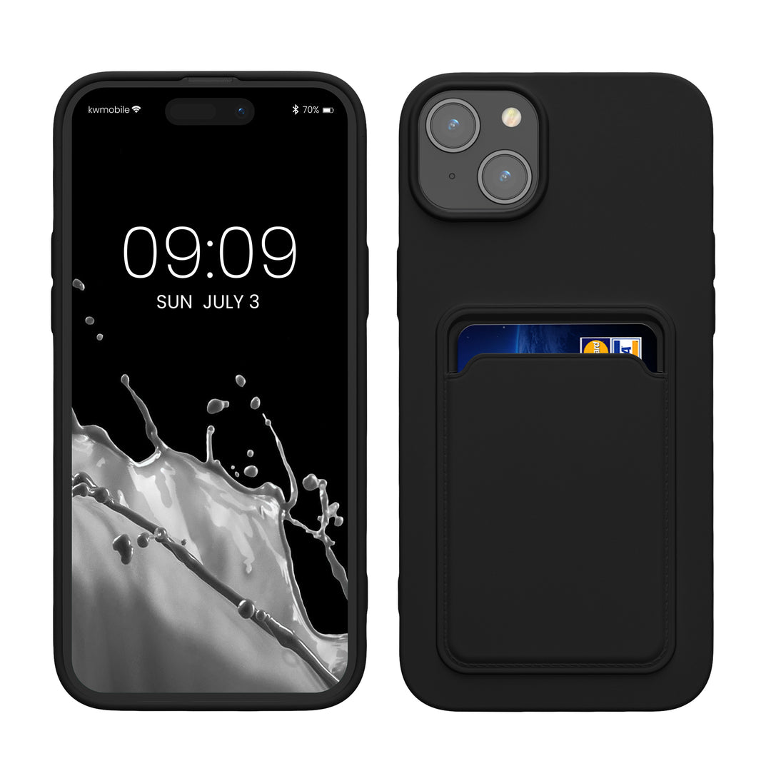 TPU Hülle mit Kartenfach für Apple iPhone 15 Plus Schwarz