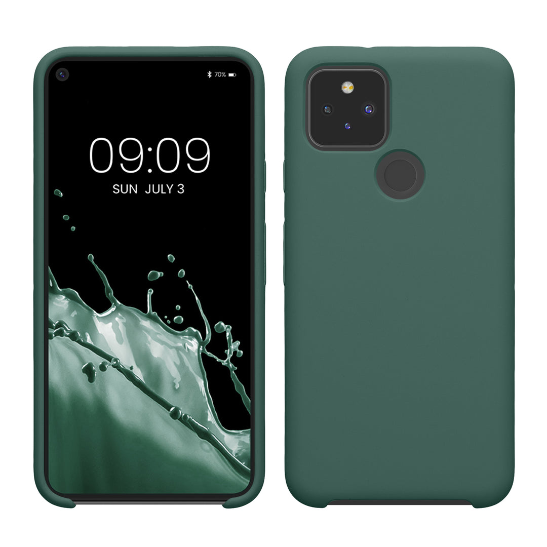 Gummierte Silikon Hülle für Google Pixel 5 in Tannengrün