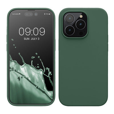 Gummierte Silikon Hülle für Apple iPhone 14 Pro in Tannengrün