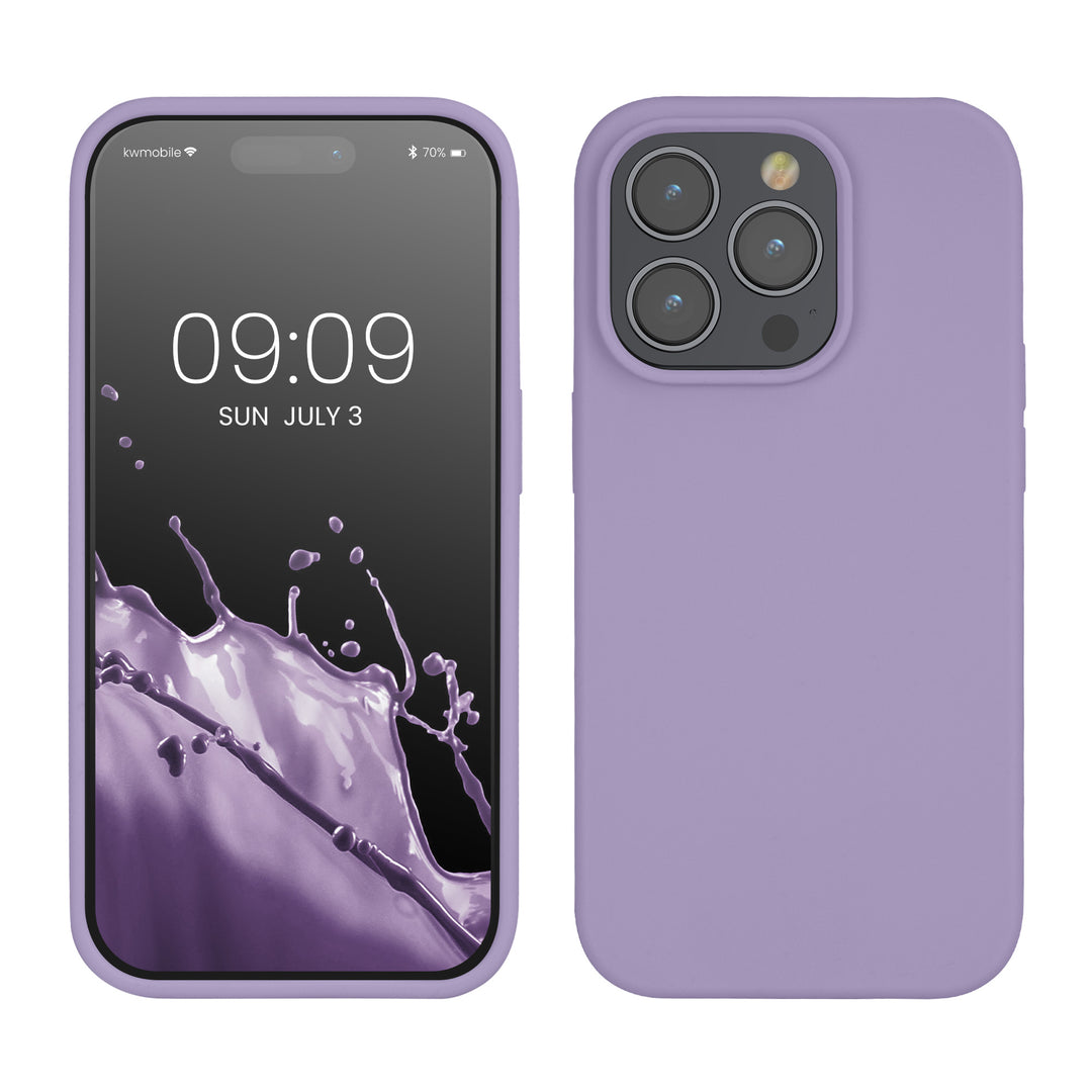 Gummierte Silikon Hülle für Apple iPhone 14 Pro in Veilchen Lila