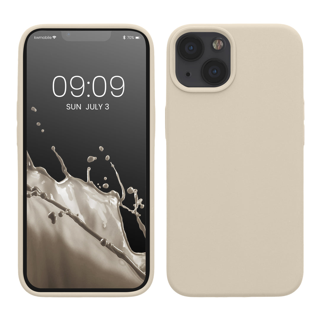 Gummierte Silikon Hülle für Apple iPhone 13 in Creme matt