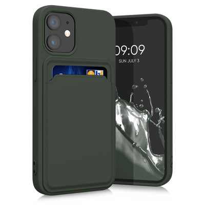 TPU Hülle mit Kartenfach für Apple iPhone 12 mini Dunkelgrün