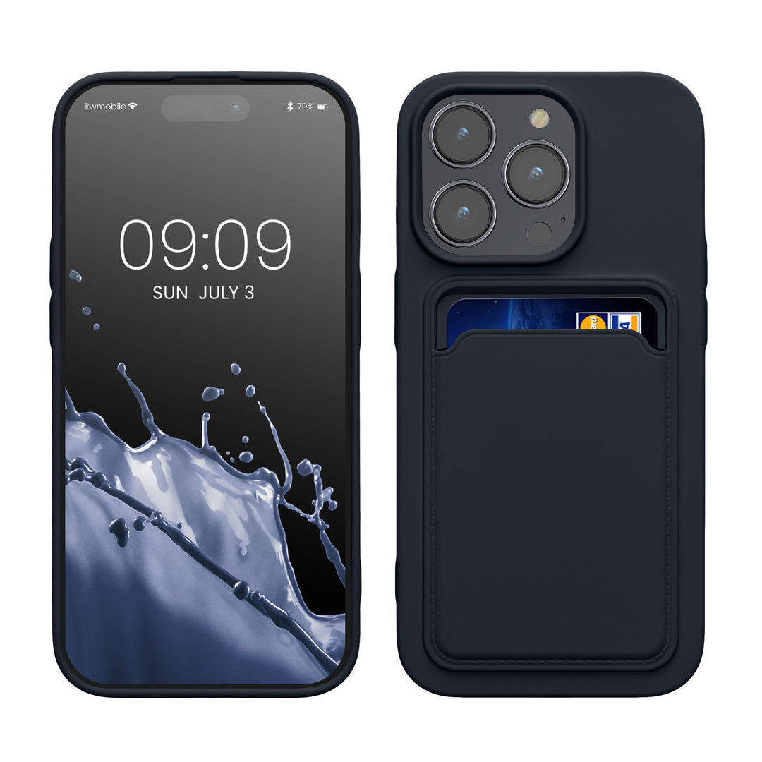 TPU Hülle mit Kartenfach für Apple iPhone 14 Pro Dunkelblau