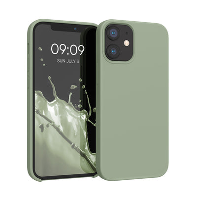 Gummierte Silikon Hülle für Apple iPhone 12 mini in Graugrün