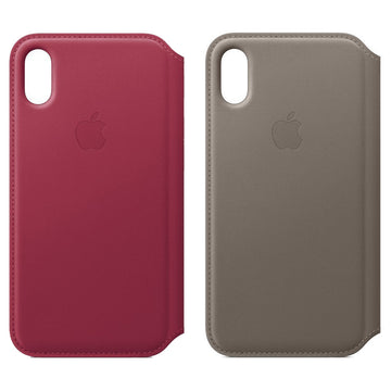 Originale Apple iPhone X Leder Folio Case in rot und braun